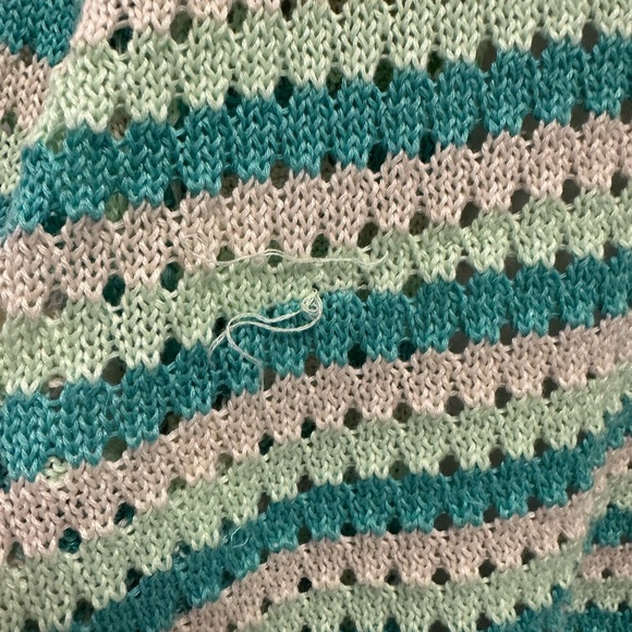 Striped Green and Blue Women's Sweater - Picture 3 of 3